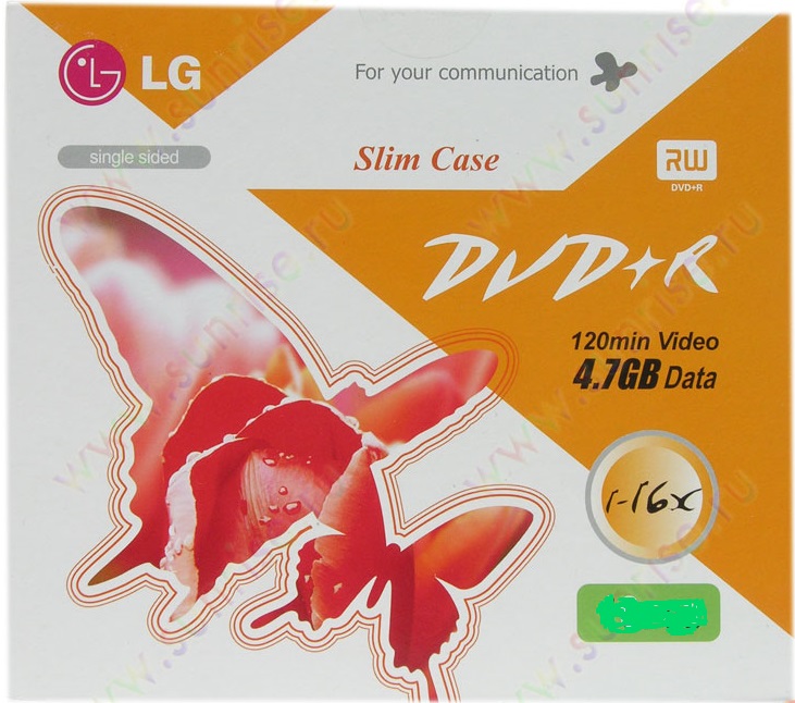 LG DVD+R 4,7Gb 16x Slim 120min