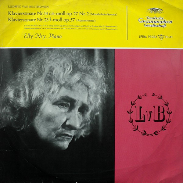 Ludwig van Beethoven 'Elly Ney'Klaviersonate Nr. 14 Cis-moll Op. 27 Nr2' LP/1958/Classic/Germany/Nm