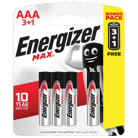 Батарейки Energizer Max AAA (LR03, 24А) алкалиновые 4шт