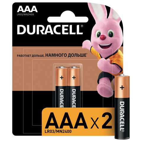Батарейки Duracell Basic AAA  LR03 2 шт алкалиновые мизинчиковые