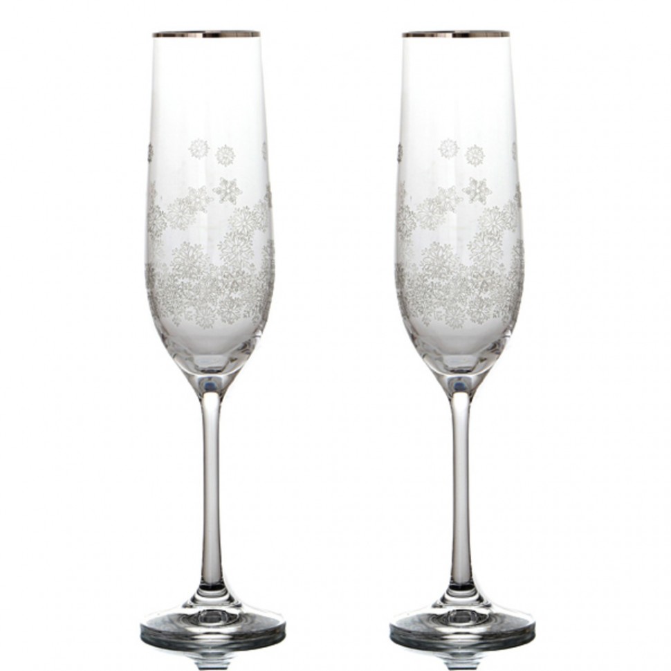 Набор бокалов для шампанского Bohemia Crystalex Снежинки 190мл 2шт