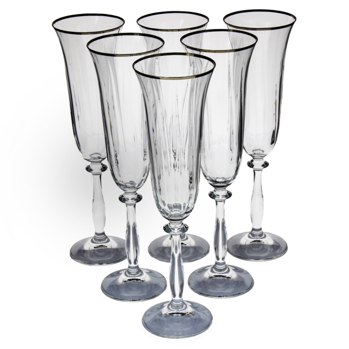 Набор бокалов для шампанского Bohemia Crystalex Анжела оптика 190мл 6шт