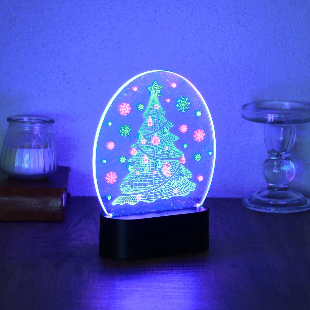 Светильник декоративный Сноу Бум Елочка 18,5х14см с LED подсветкой цветной полистирол акрил