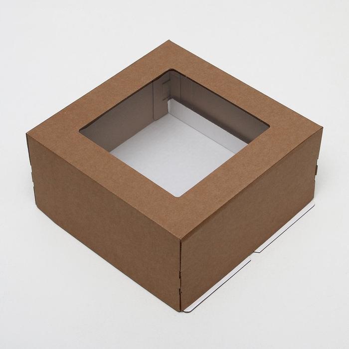 Коробка складная SLand 30x30x15 см с окном крафт  