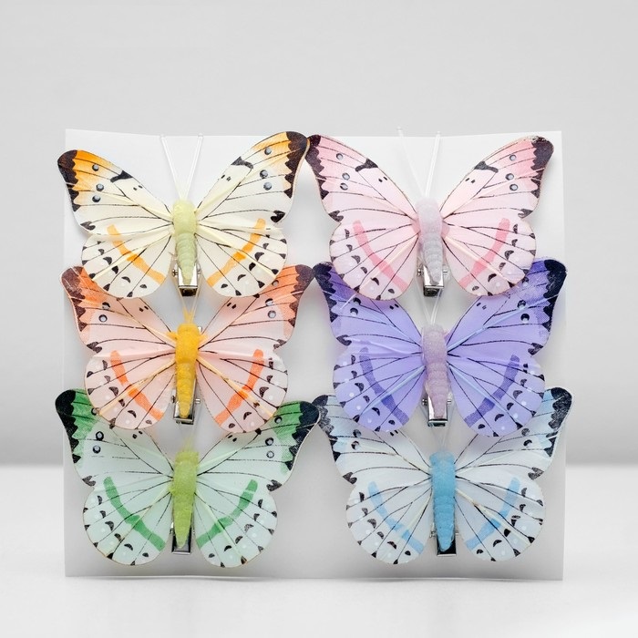 Бабочка для декора и флористики на прищепке Sima 7,5 х 5 х 1 см пластиковая 1 шт