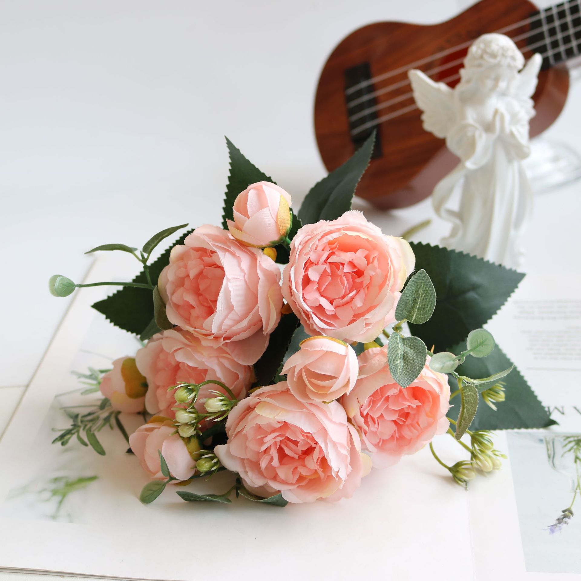 Искусственные цветы NN Букет Роза английская 9шт розовый