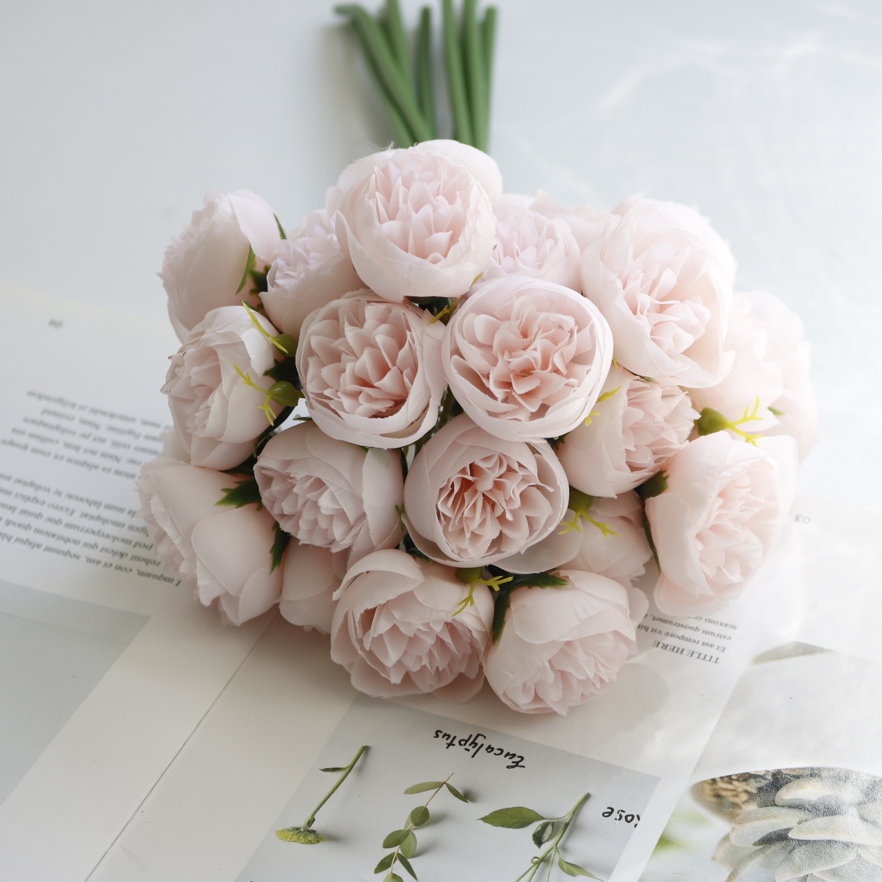 Искусственные цветы NN Букет Роза мини помпонные нежно-розовый