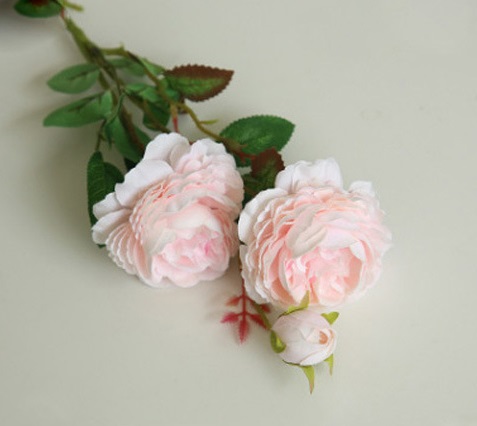 Искусственные цветы NN Ветка Розы 61см светло-розовая 3 цветка 