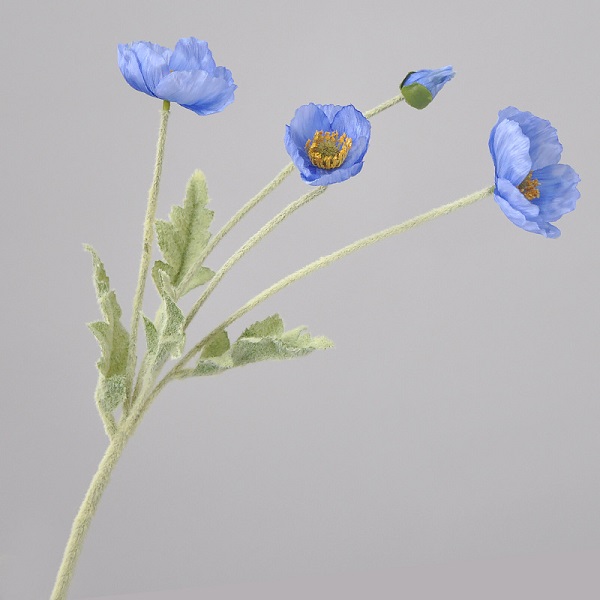 Искусственные цветы NN Мак 59см 3 цветка синий
