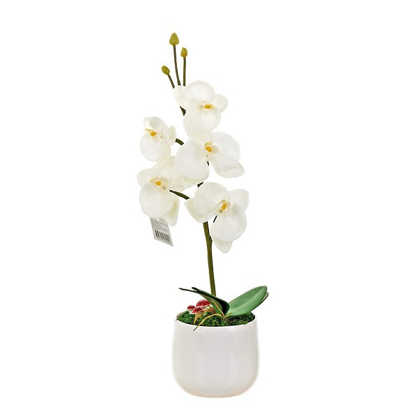 Искусственные цветы NN Белая Орхидея с подсветкой