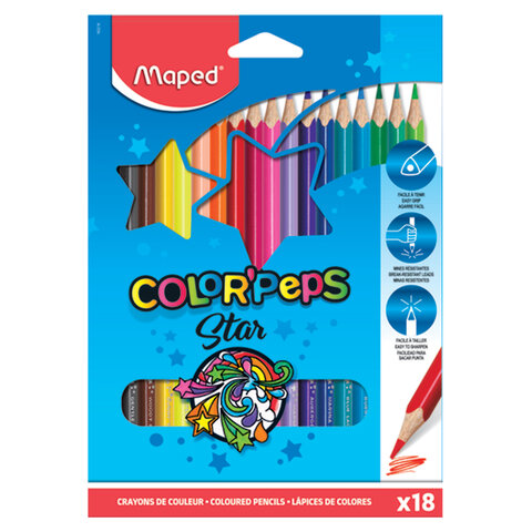 Карандаши цветные Maped Color'Peps Star18цветов трехгранные