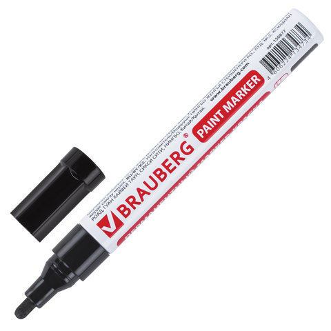Маркер-краска Brauberg лаковый paint marker 4мм черный без ксилола без запаха 