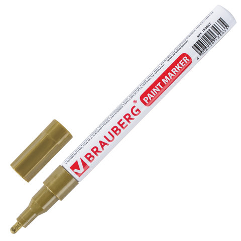 Маркер-краска Brauberg лаковый paint marker 2мм золотой без ксилола без запаха 