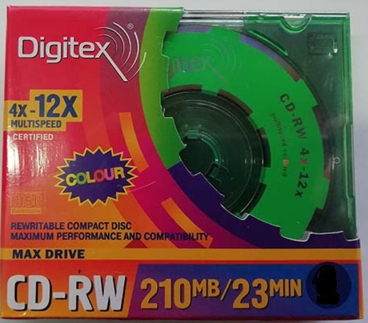Диск Digitex CD-RW 210Mb 4x-12x mini slim 23min Color Max Drive 