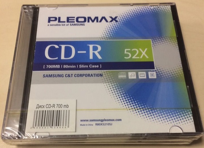 Диск Samsung Pleomax CD-R 700Mb 52x Slim Case 80min