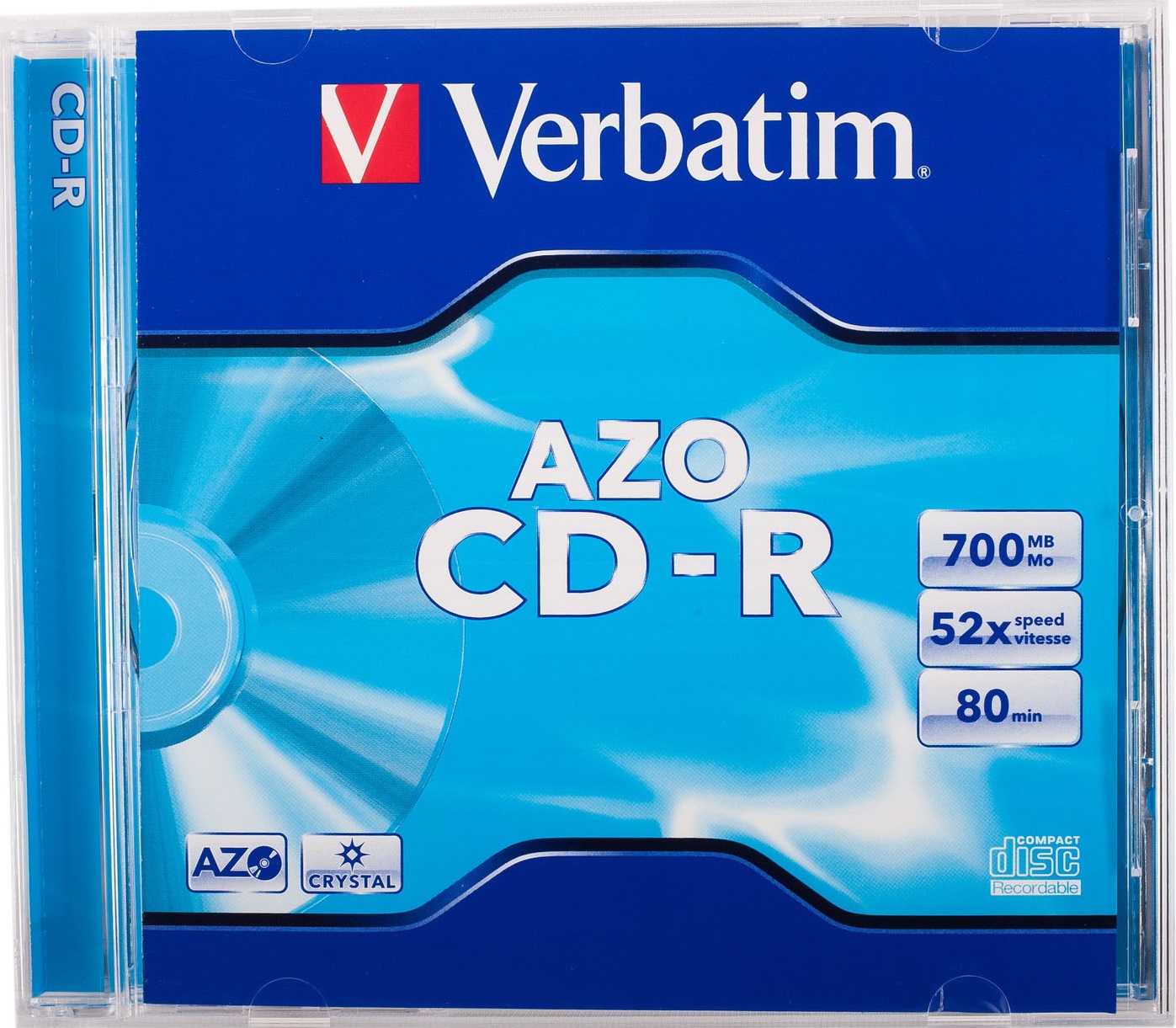 Диск Verbatim CD-R 700Mb 52х AZO Crystal jewel box 80min