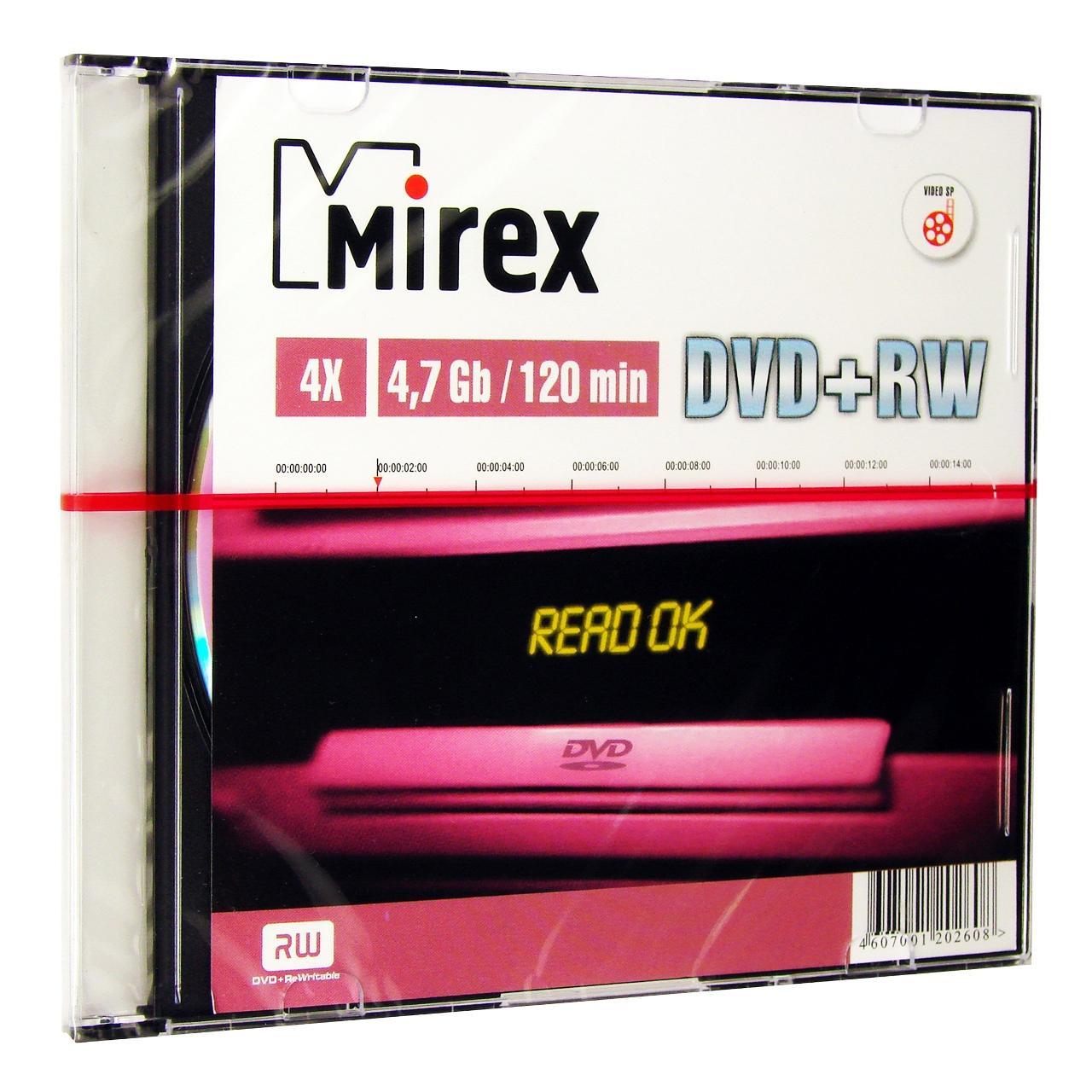 Диск Mirex DVD+RW 4,7Gb 4x Slim 120min