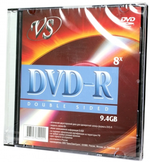 Диск VS DVD-R 9.4Gb 8x Double Sided Slim