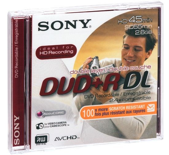 Диск Sony DVD+R 2.6Gb 2x Jewel 8см 2-х слойный