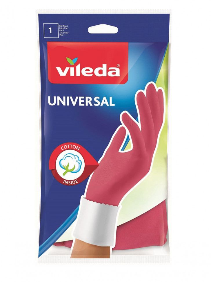 Перчатки хозяйственные Vileda Universal Стайл розовые размер S набор 2 шт