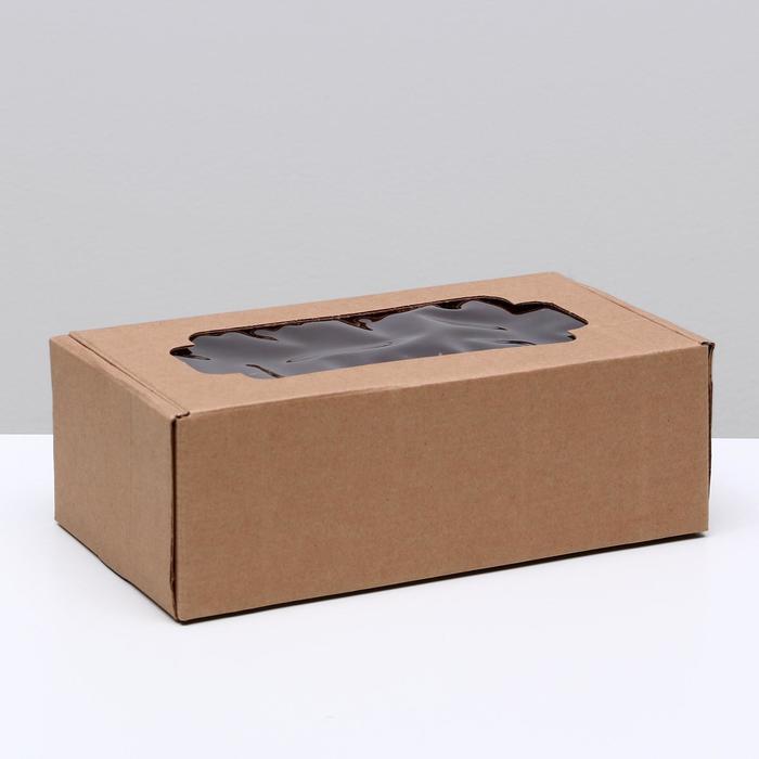Коробка складная Sima 23 х 12 х 8 см с окном бурая  