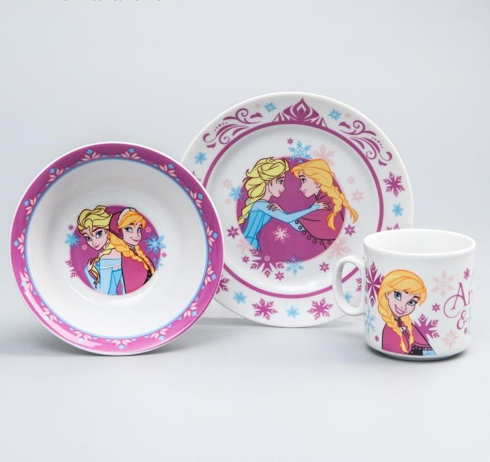 Набор детской посуды Disney Анна и Эльза Холодное сердце кружка тарелка салатник 360 мл 