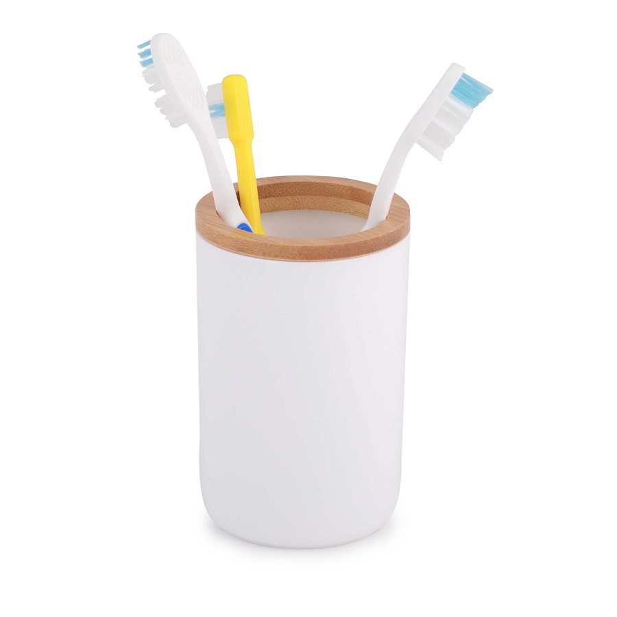 Стакан для зубных щеток Альтернатива Бамбук белый 