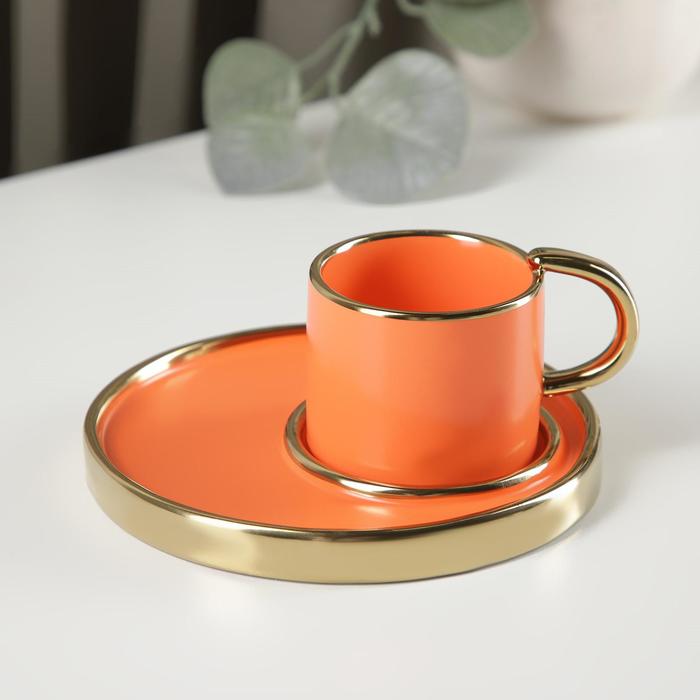 Кофейная пара SLand Акварель чашка 90 мл, блюдце 13?1 см оранжевый
