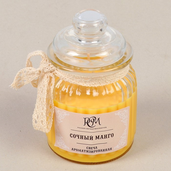 Свеча ароматическая РСМ Сочный манго в банке 180гр время горения 45ч