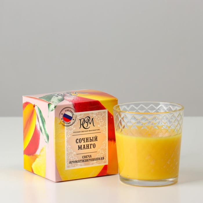 Свеча ароматическая РСМ Сочный манго в стакане 8х8,5 см 30 ч