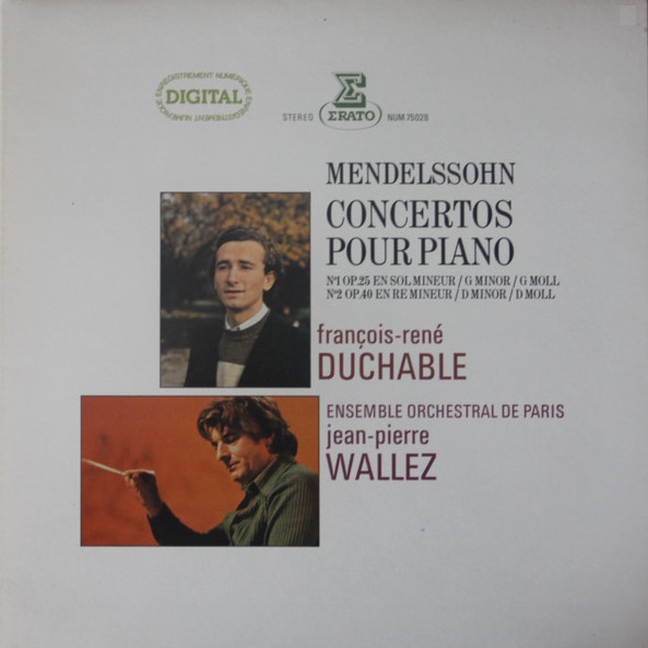 Felix Mendelssohn, Francois-Rene Duchable 'Concertos Pour Piano' LP/1983/Classical/France/Nm