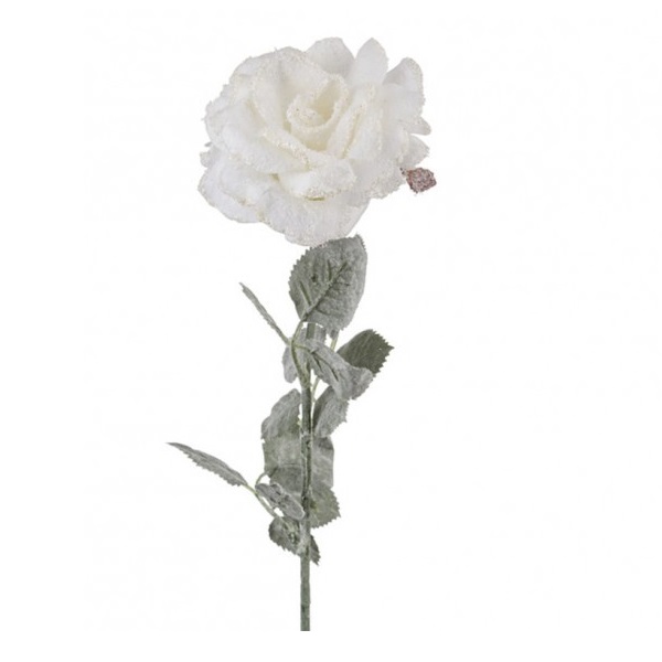 Ветка белой розы 72см